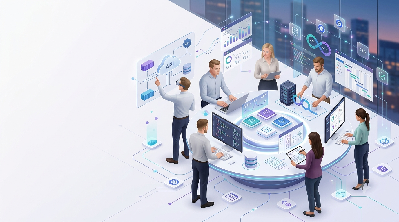 Technology professionals collaborating on digital products